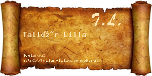 Tallér Lilla névjegykártya
